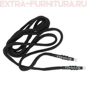 Шнурки круглые 135 см, пластик.наконечник, цв.черный TYPHOON