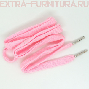 Шнурки плоские 130см, шир.10мм, Хлопок, наконечник металл, цв.розовый