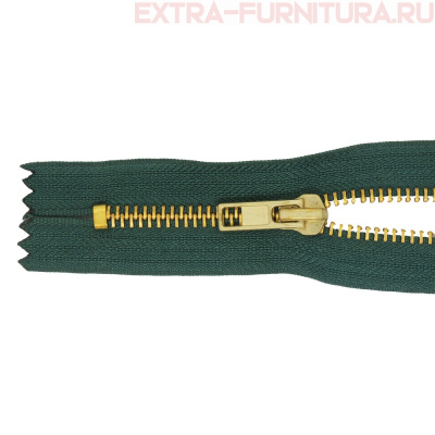 Молния джинсовая № 5, 18 см, латунь, цв.272 зеленый
