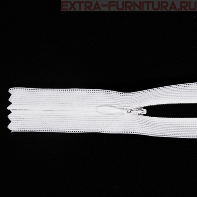 Молния потайная № 3, 65 см, цв. 101 белый п/э пл.9,3 гр/м