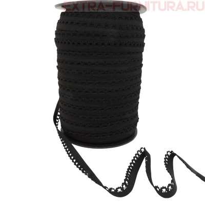 Резинка ажурная 12мм, арт.0312/5 цв.черный на катушке (уп.200м)